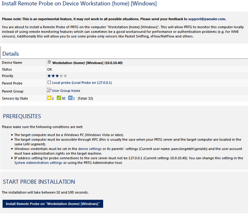 Remote Probe Installation Assistant Remote Probe Installation Assistant